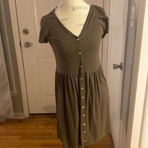 Beautiful olive green dress.